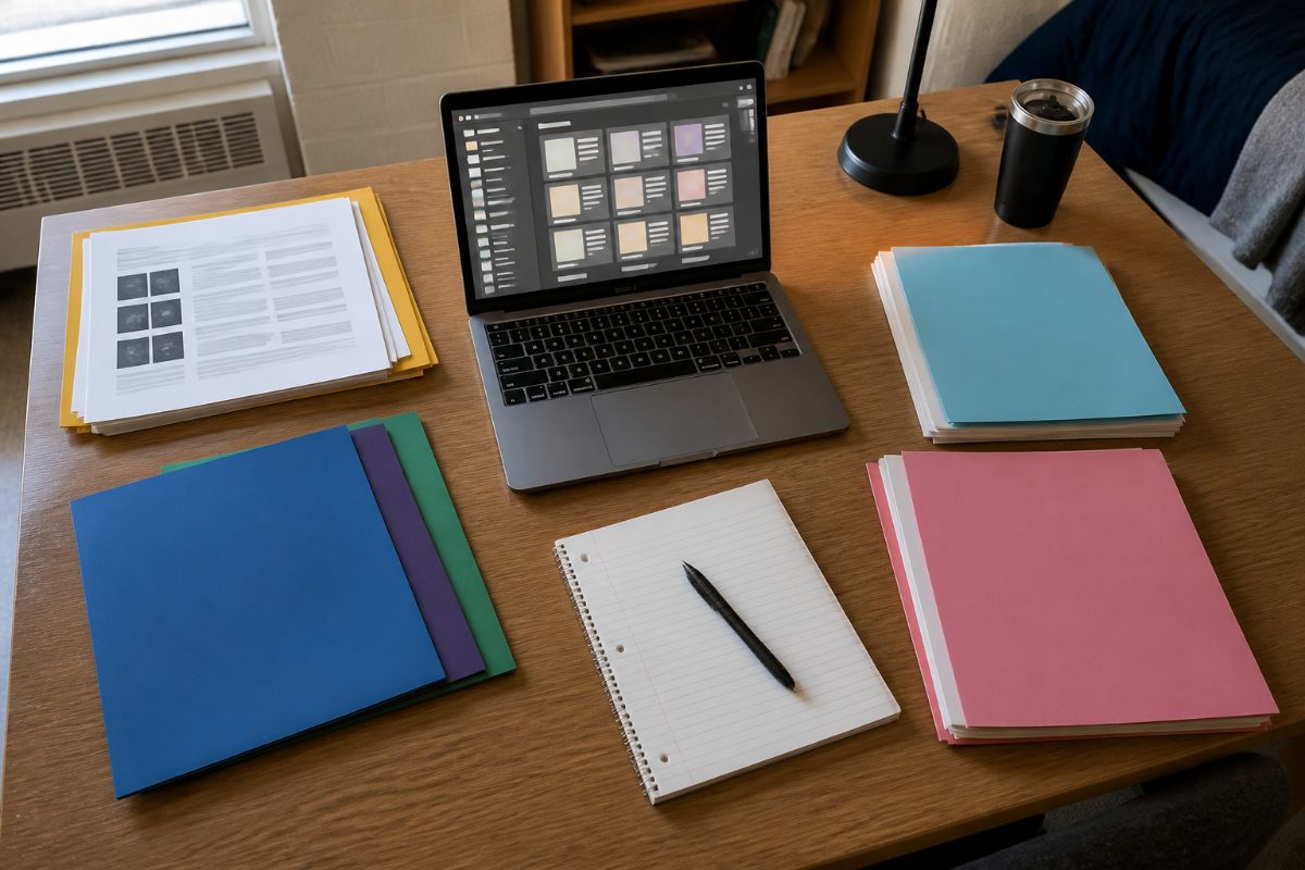 Research papers and class notes arranged into organized course-topic groups.