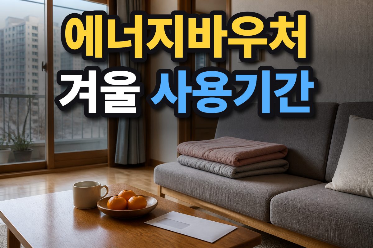 한국 아파트 거실의 난방 조절기와 탁자 위 요금 고지서 봉투