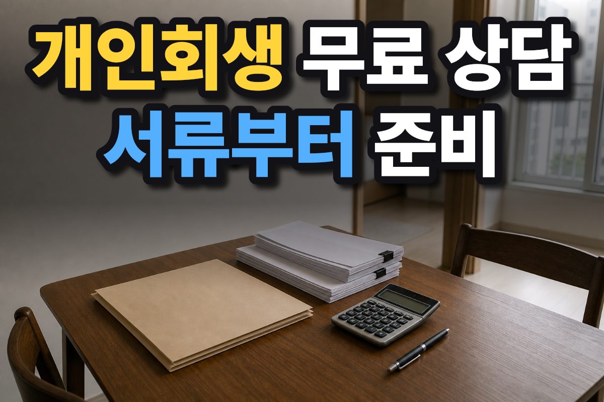 한국 아파트 식탁 위에 서류철과 계산기, 펜이 가지런히 놓여 있습니다.
