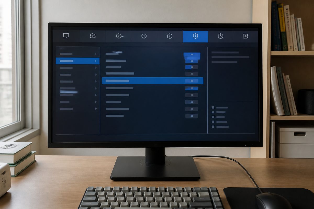 UEFI 설정 화면에서 보안 관련 메뉴를 살펴보는 모습