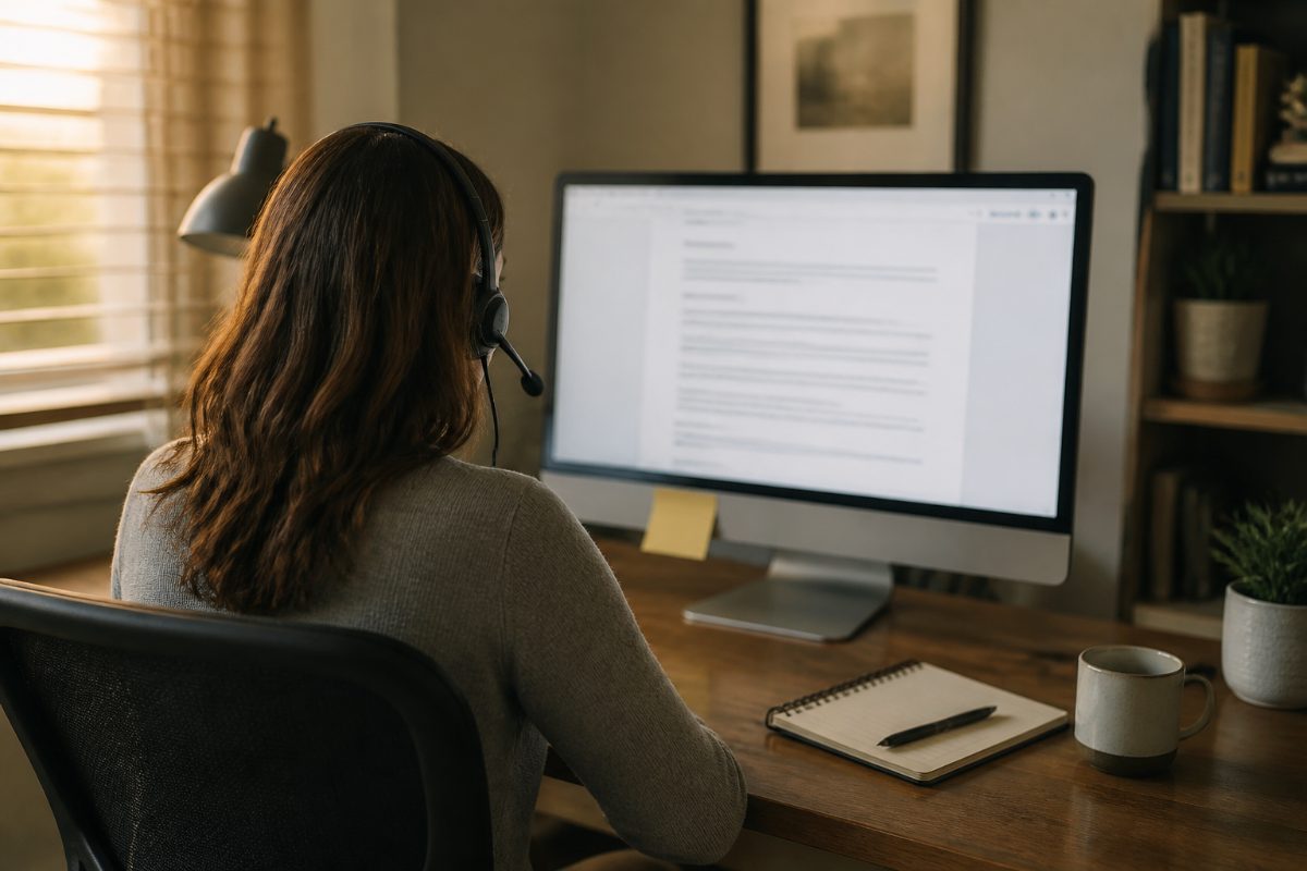 A support agent checks a draft help center article before publication.